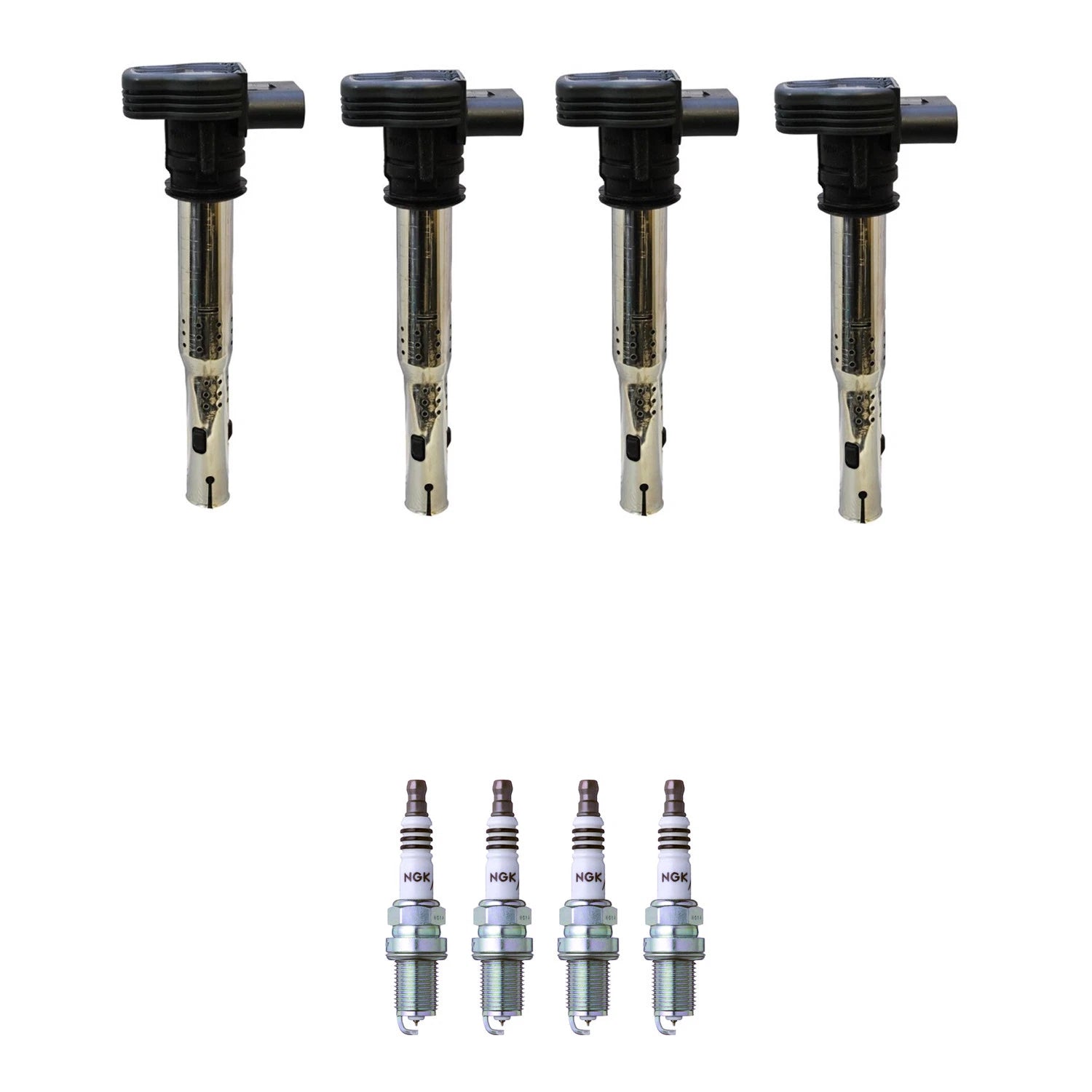 Set of 4 Ignition Coils & NGK Iridium Spark Plugs for Audi A3 A4 A5 A6 Golf (2006–2016)