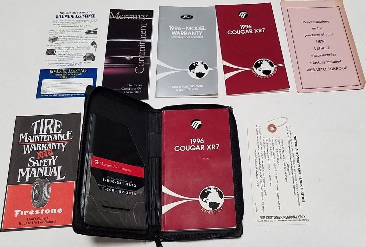 Owners Manual Collection for Mercury Cougar XR7 (1996)