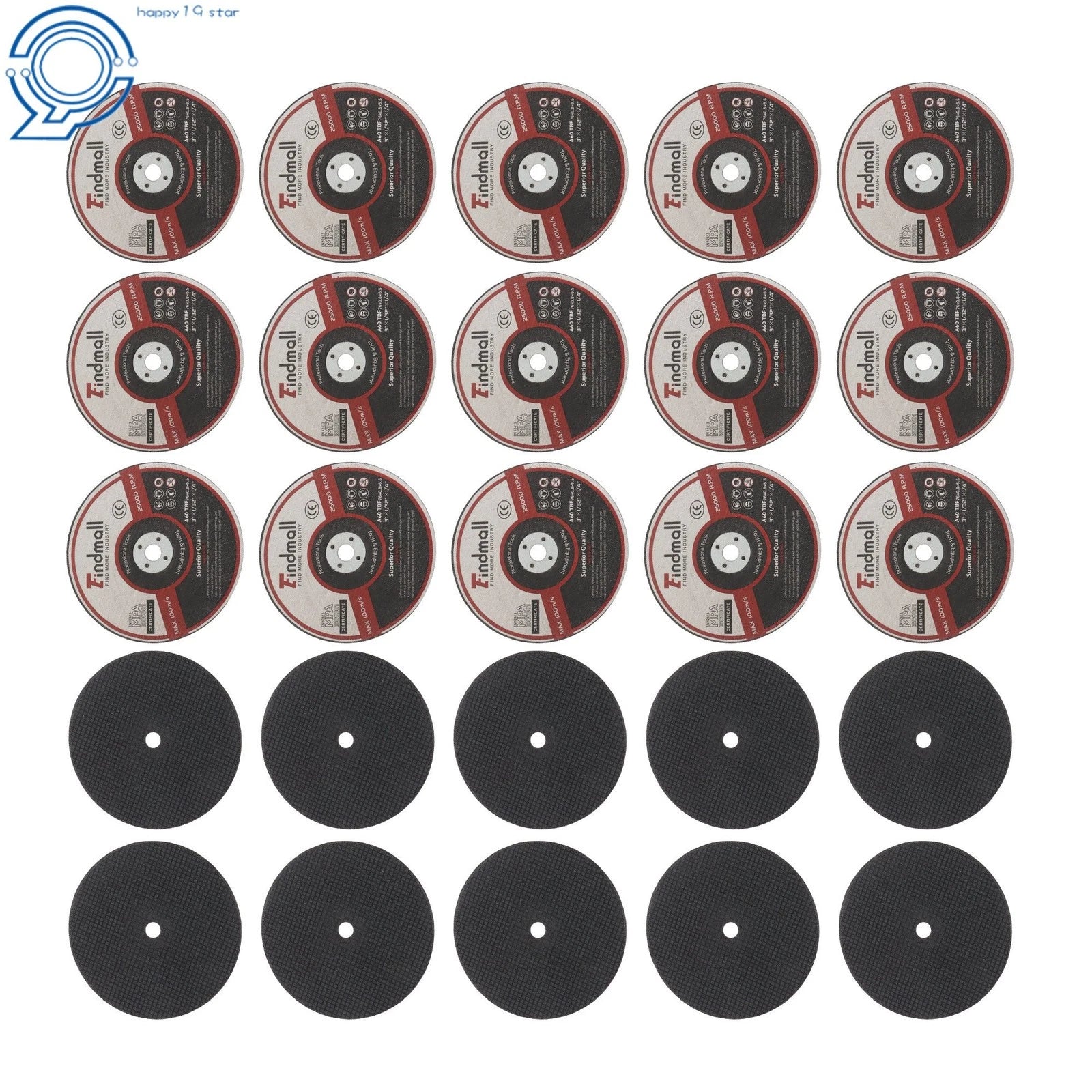 25 Pcs Metal Stainless Steel Cut Off Wheels for Die Grinders (3"x1/32"x1/4")