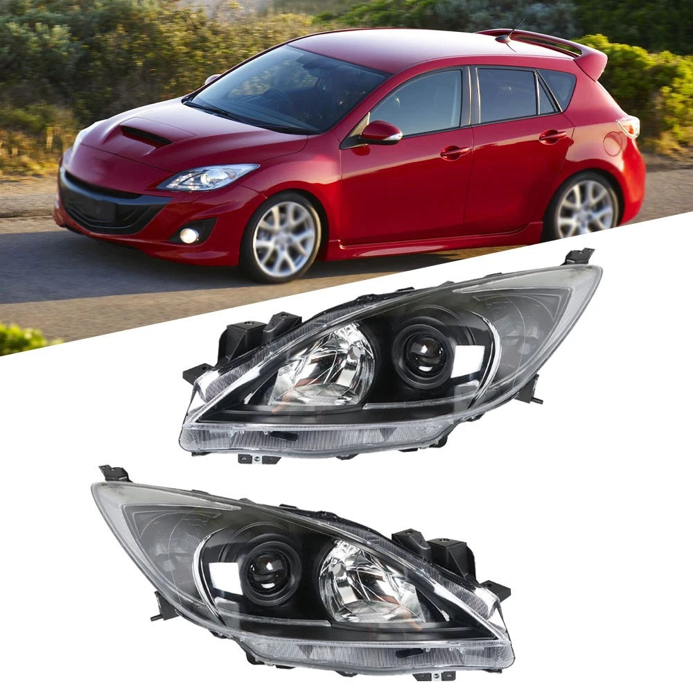 Set of 2 Halogen Headlight Assemblies for Mazda 3 (2010â2013)