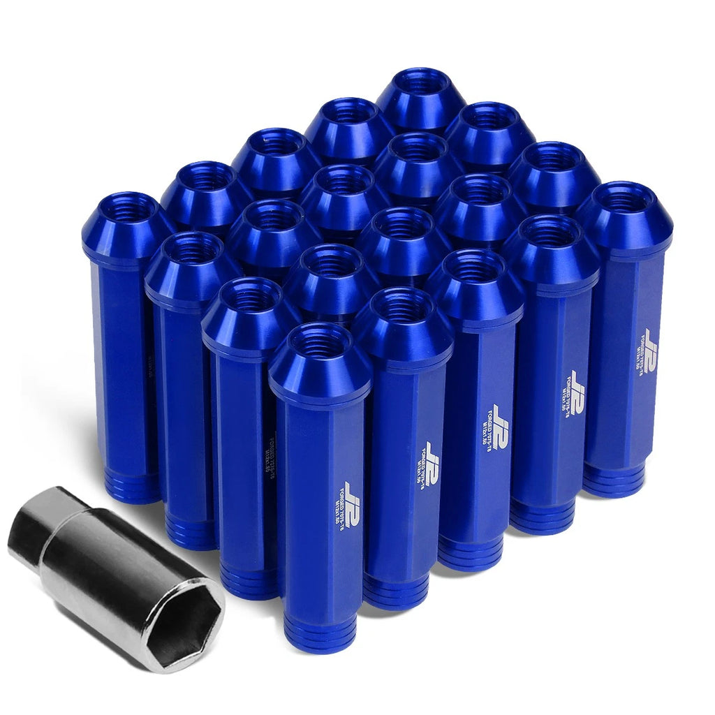 20Pcs J2 7075 Forged Aluminum M12x1.5 Open-End Lug Nut Set w/Adapter Blue