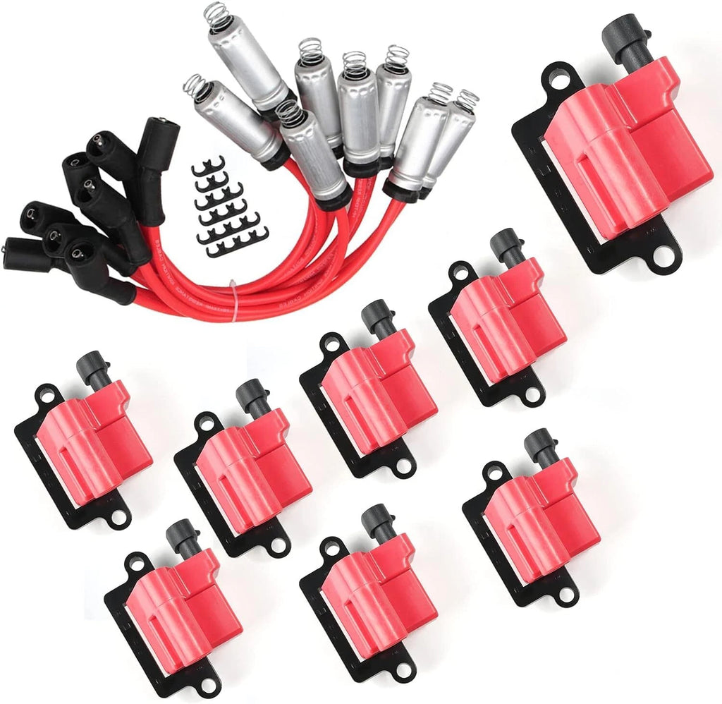 8 Pack Ignition Coil & Spark Plug Wire for Chevy GMC 4.8L 5.3L 6.0L 8.1L (2000–2023)