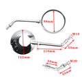Set of 2 Chrome Round Mirrors 10MM for Honda (Universal)
