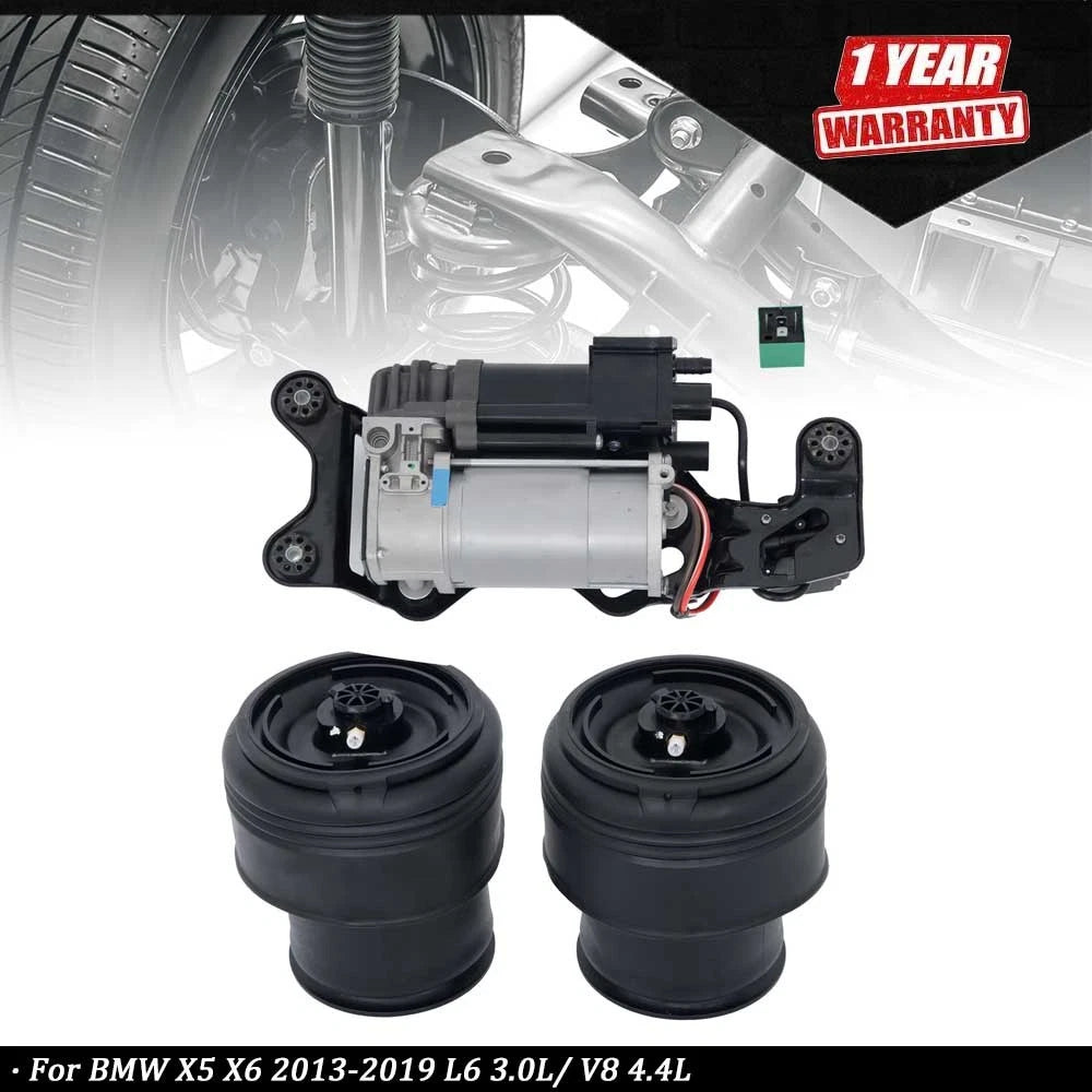 Air Suspension Compressor Kit + Rear Air Spring for BMW X5 X6 (2014–2019)