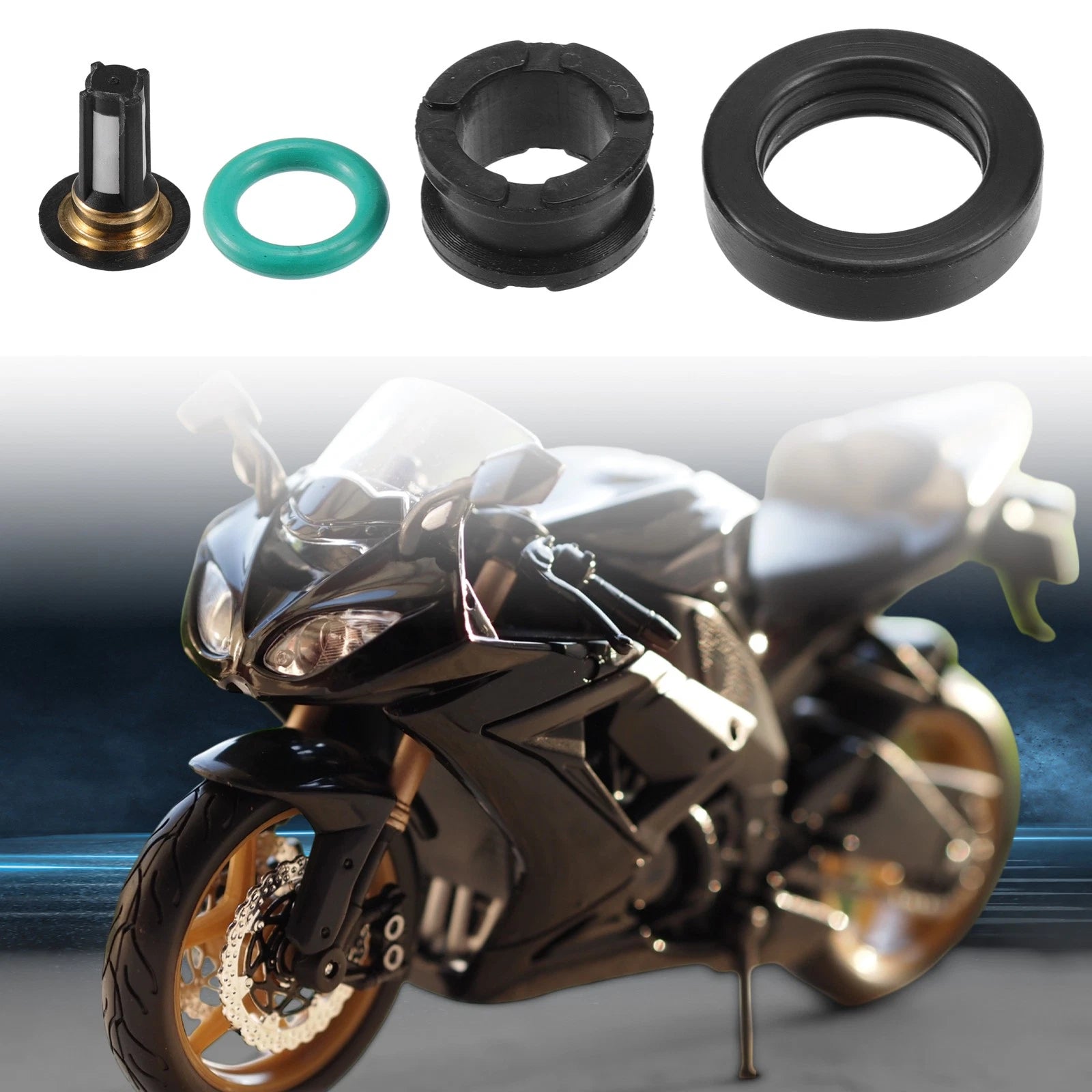 Set of 4 Fuel Injector Seal O Rings for Suzuki GSXR1000 (2002) NBR Rubber Black