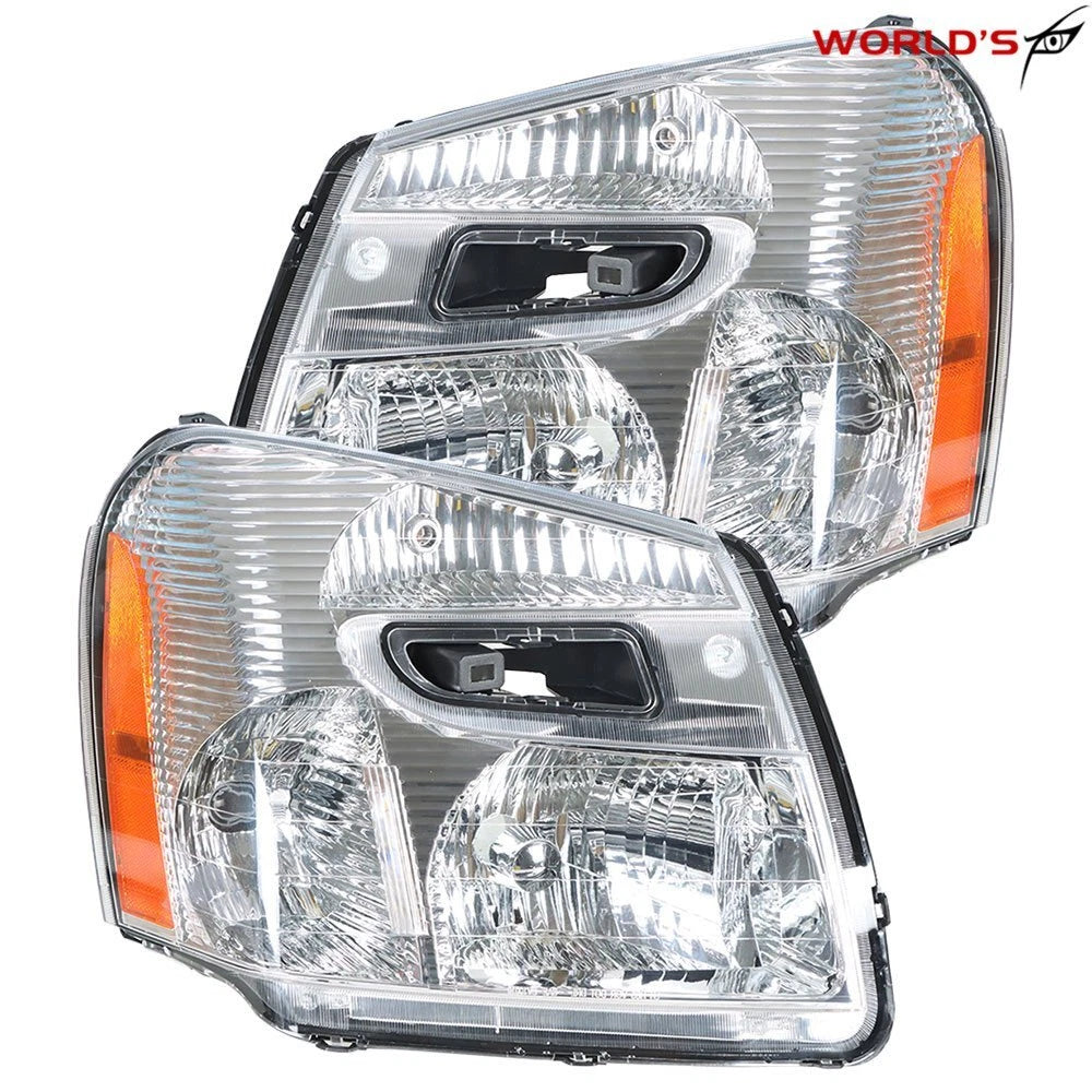 Set of 2 Headlights for Chevy Equinox (2005–2009) Halogen Clear Chrome