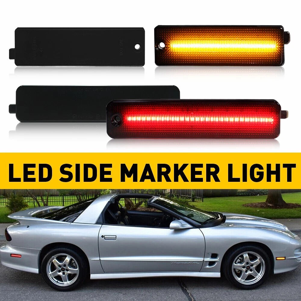 4X Smoke LED Front & Rear Side Marker Lights for Pontiac Trans Am Firebird (1998–2002)
