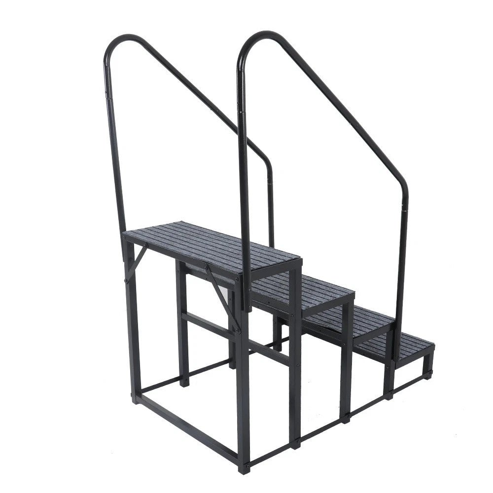 Set of 2 RV Steps with Handrails and Step Mat (660 lbs Load Capacity)