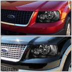 Pair of Headlights for Ford Expedition (2003–2006) - Black Housing, Clear Corner