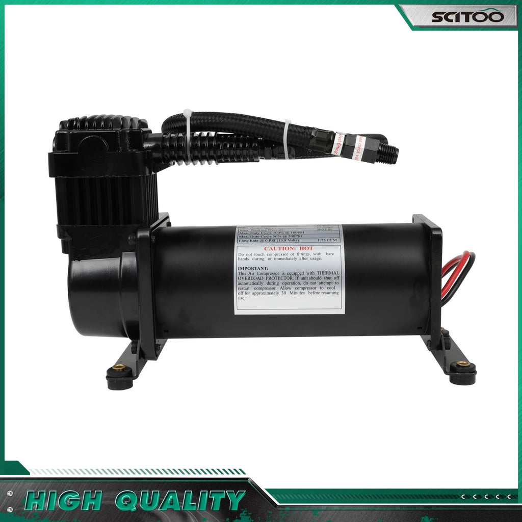 12V Air Compressor for Train Horns Air Suspension Kit (Black, 1/4" NPT)