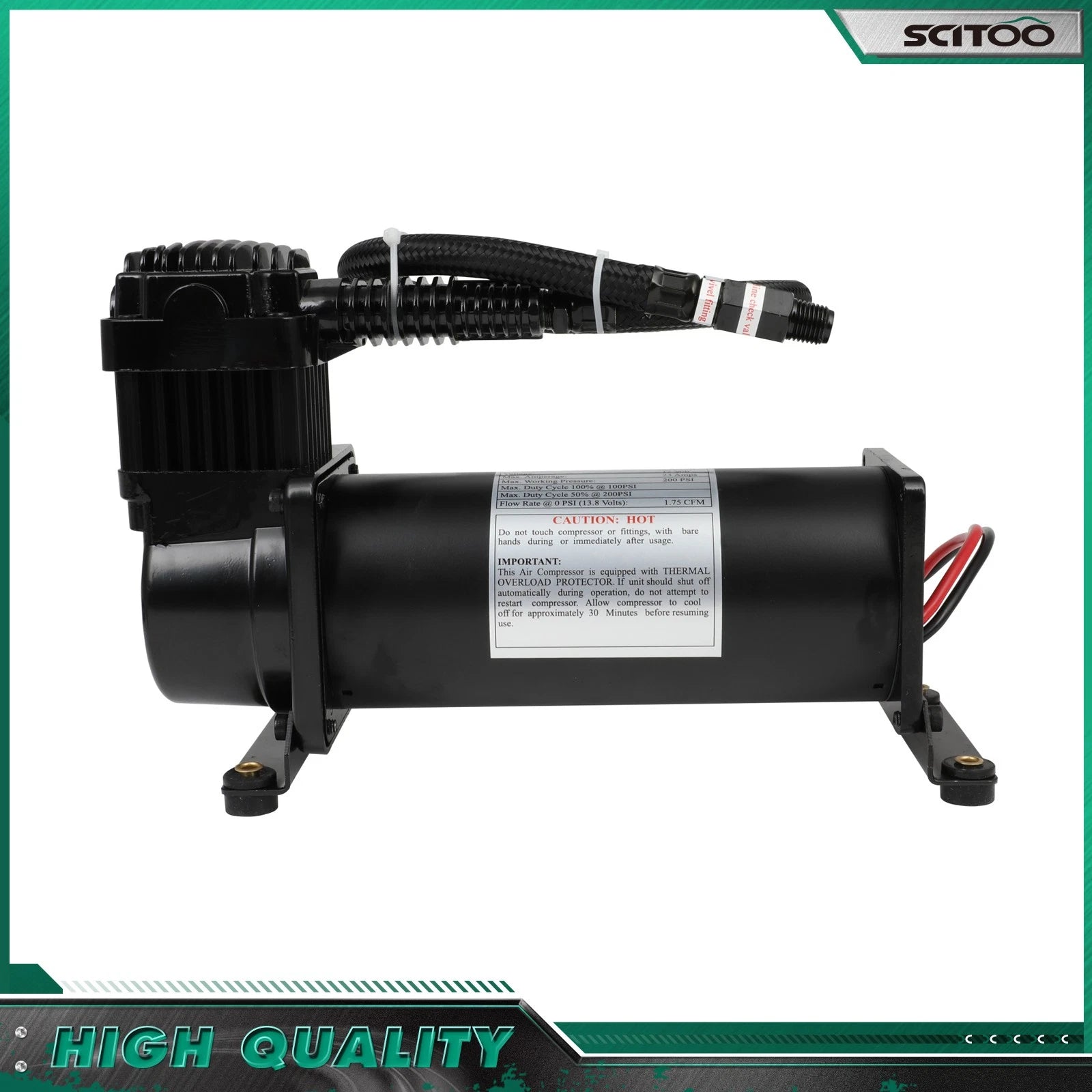 12V Air Compressor for Train Horns Air Suspension Kit (Black, 1/4" NPT)