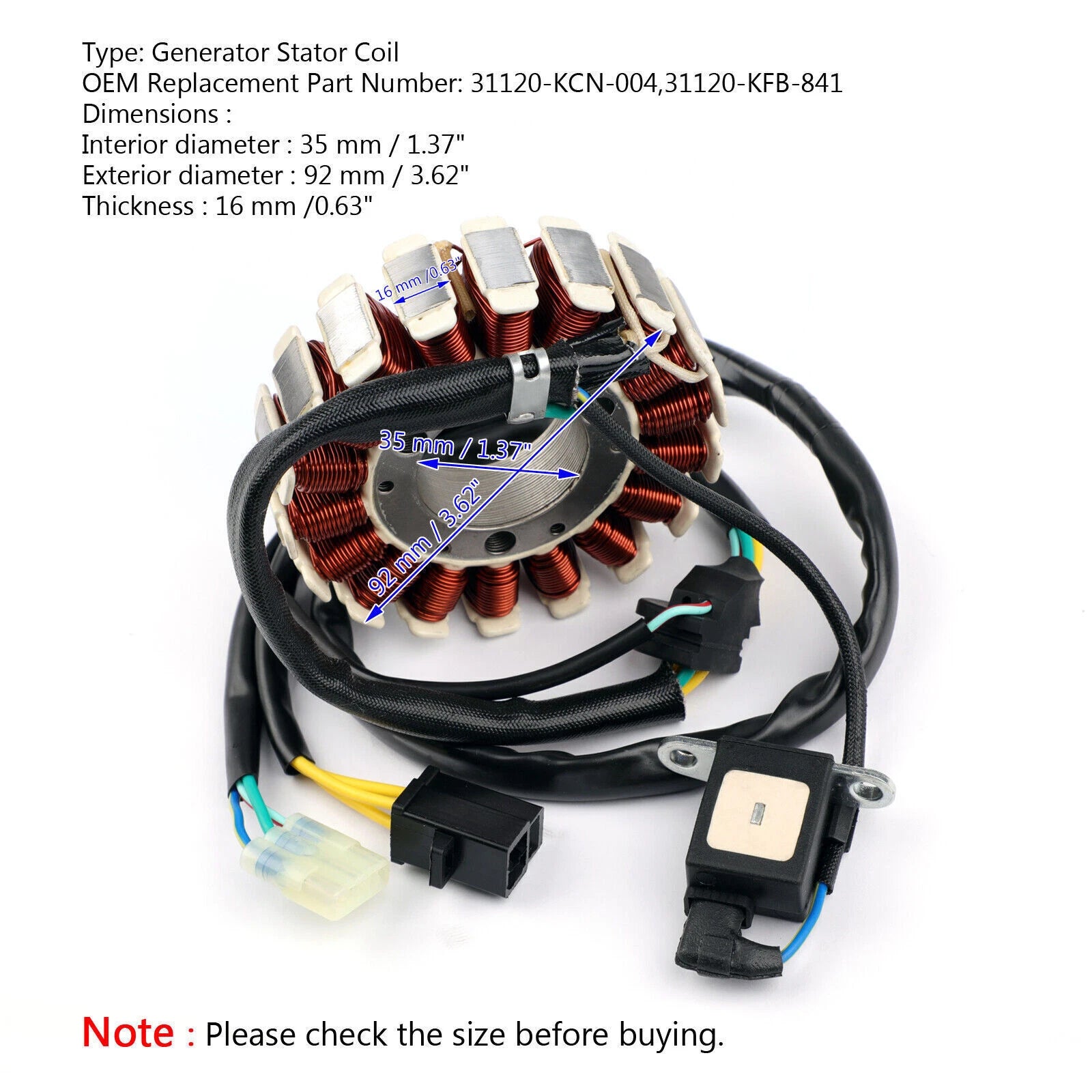 Generator Stator Coil for CLR125 XLR125 CRF230 SL230 (1998–2003, 2009) 31120-KFB-841 T9