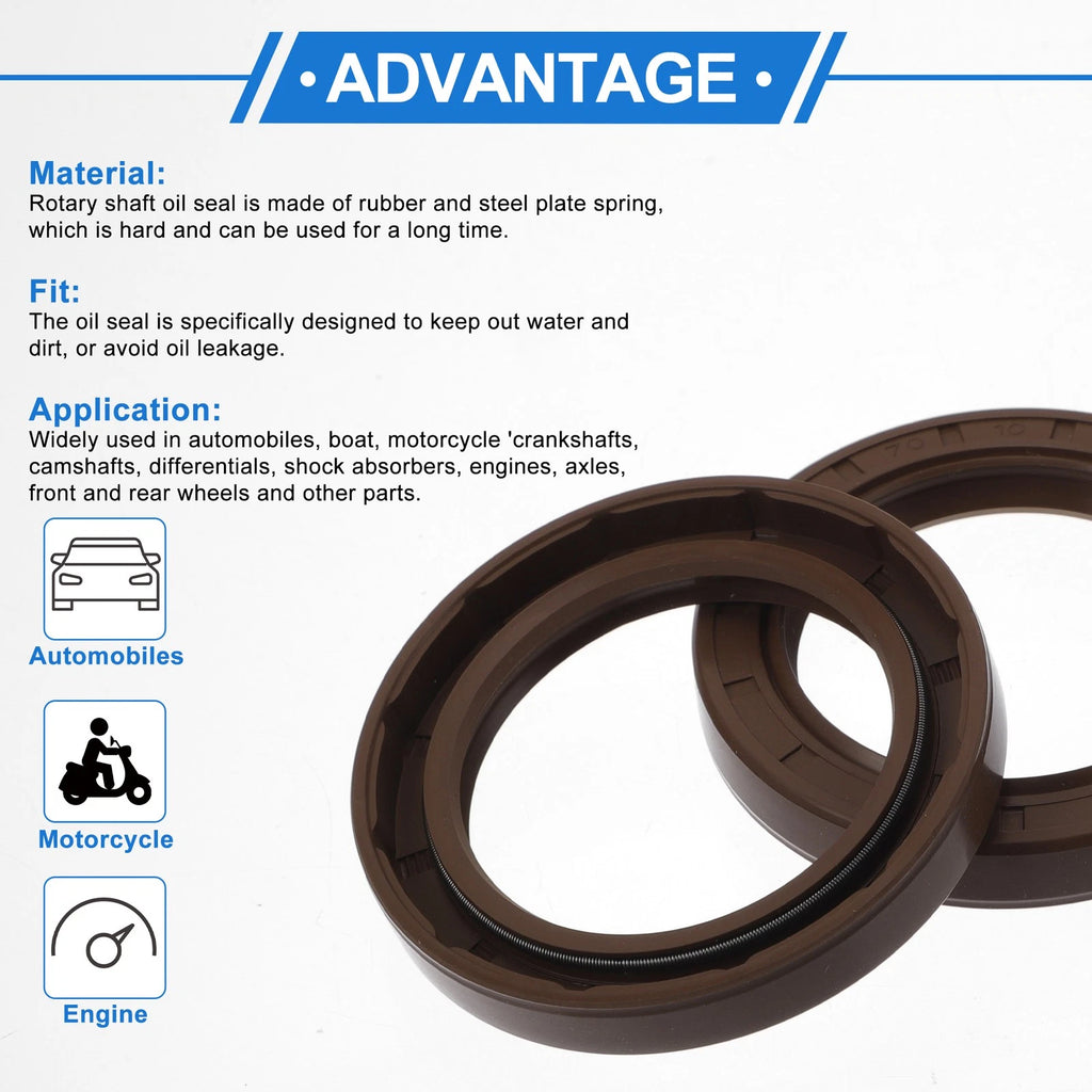 2X Oil Seal Rotary Shaft Seal FKM Rubber 50x70x10mm for Various Models