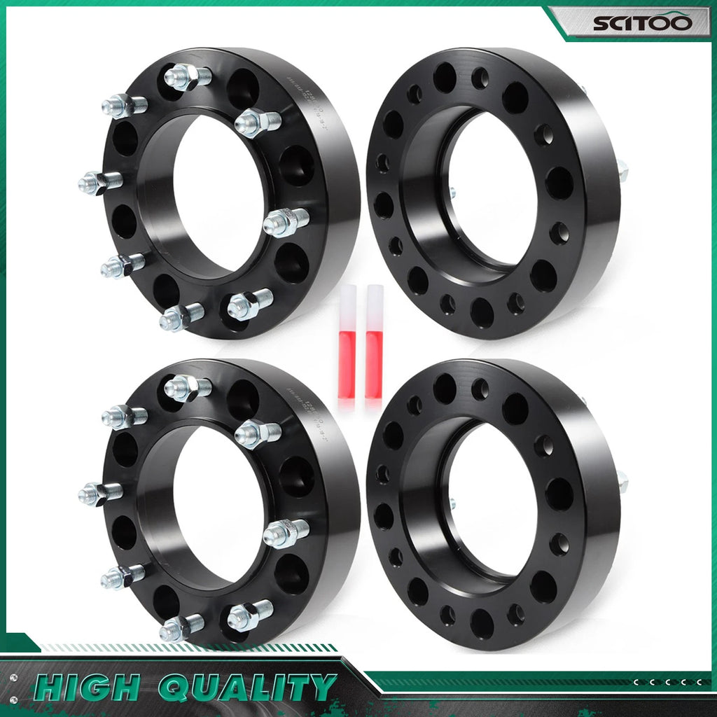 Set of 4 Wheel Spacers 2" for Bobcat Case CAT 8 Lug (8x8") 9/16x18 Black