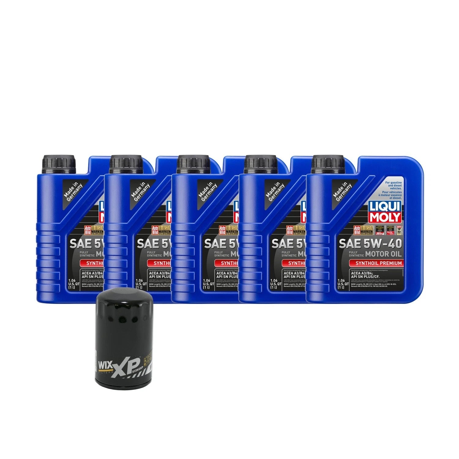 5L Liqui Moly Synthoil Premium SAE 5W-40 Oil Change Kit for Audi 1.8/2.0L (2000–2023)