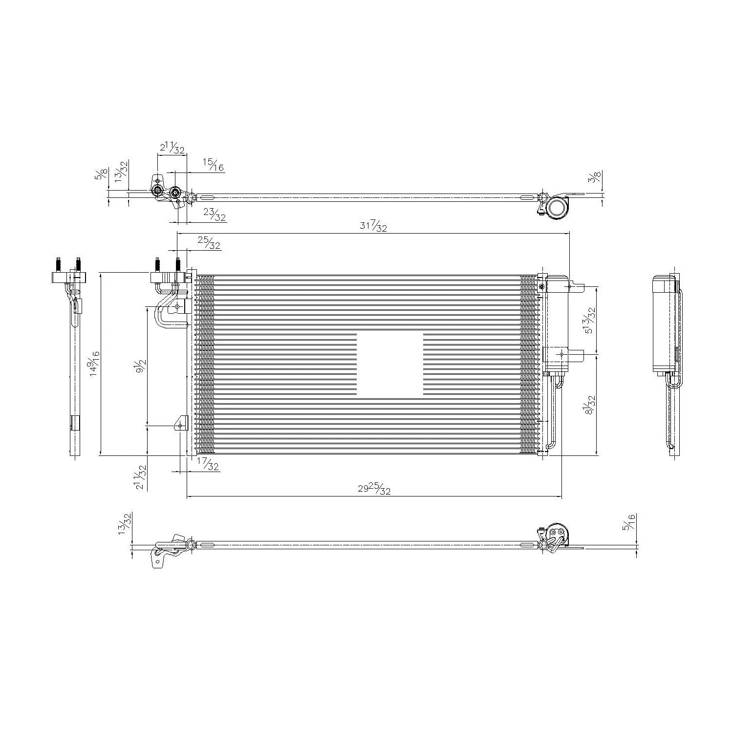 Replacement A/C Condenser with Receiver Drier for Toyota Hilux (2005–2015)