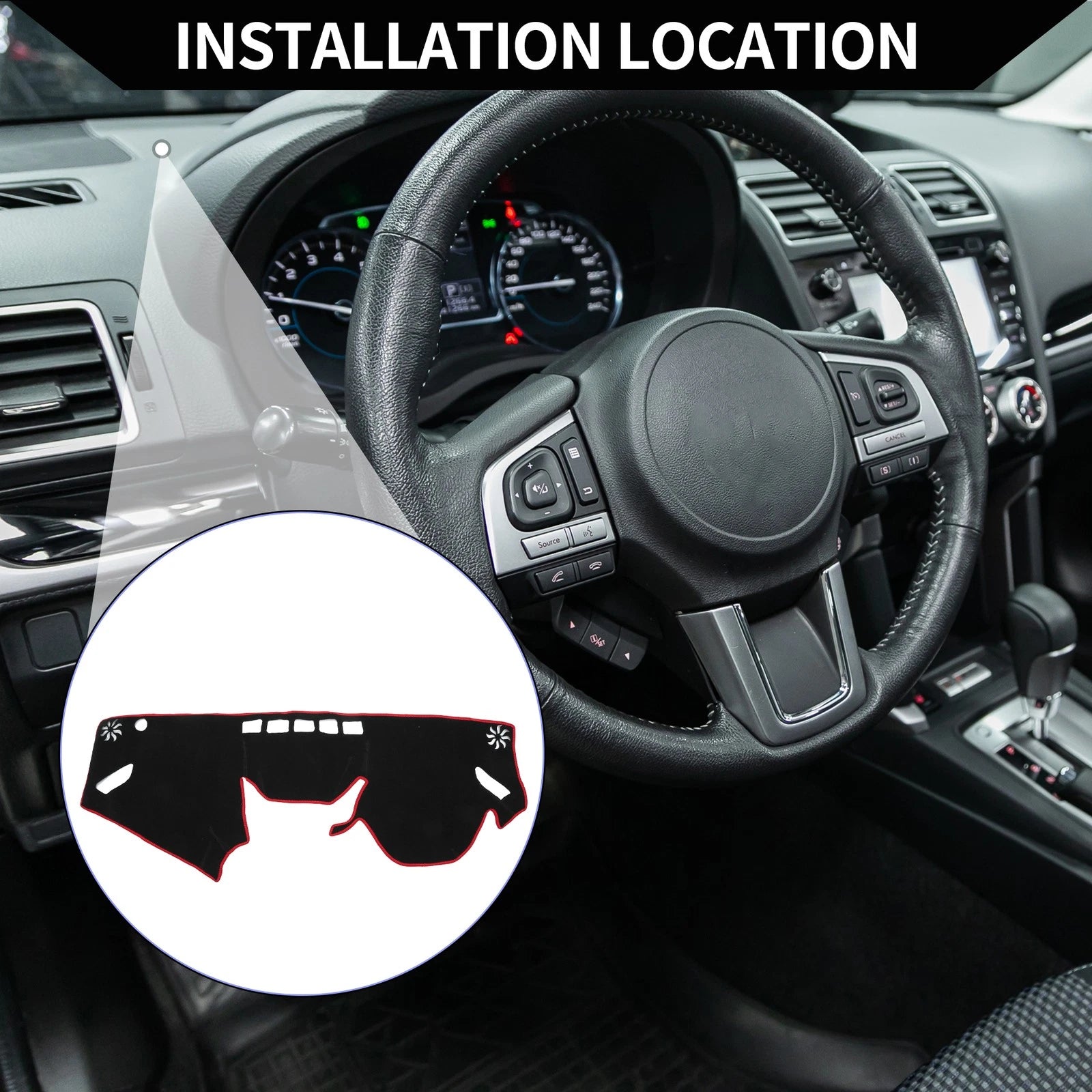 Dashboard Cover Mat for Subaru Forester (2018–2024) Black Red 1 Set