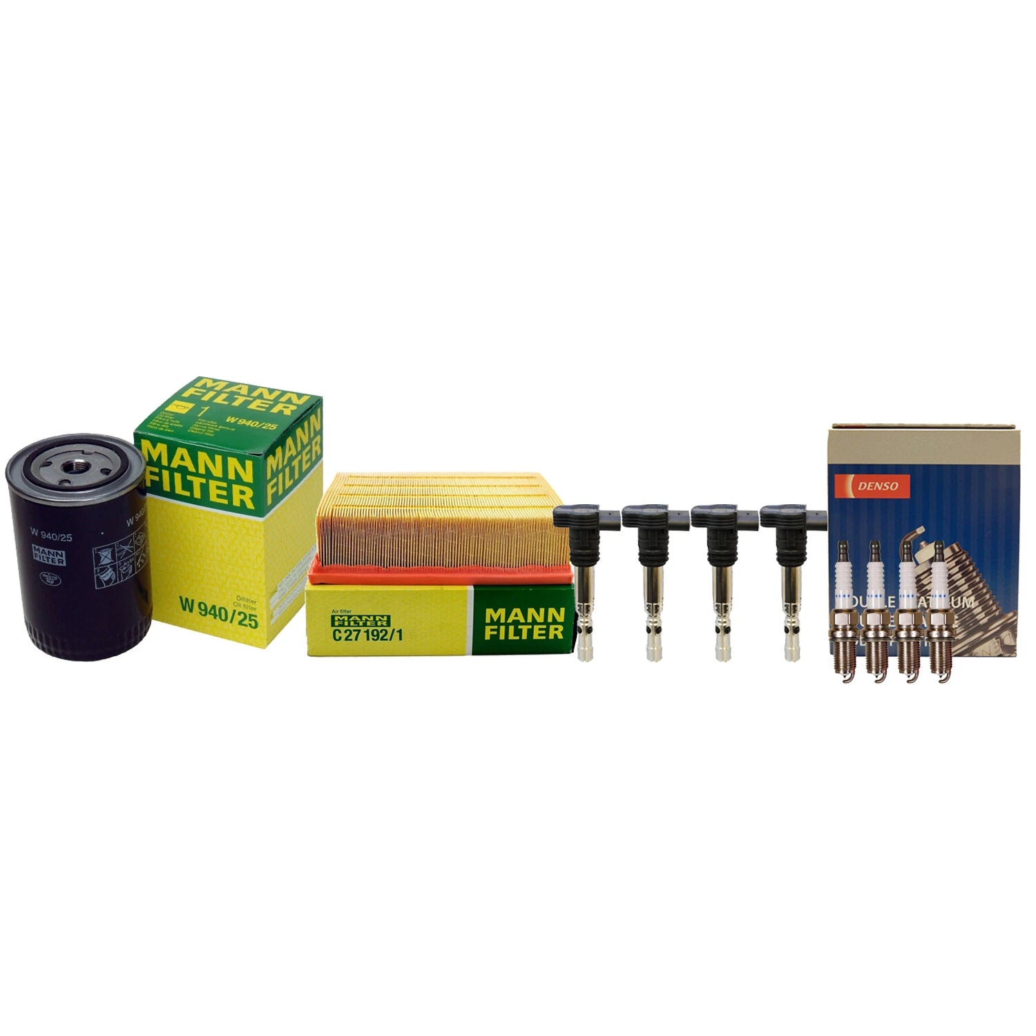 Set of 4 Mann Filters & 4 Denso Double Platinum Spark Plugs for Audi A4