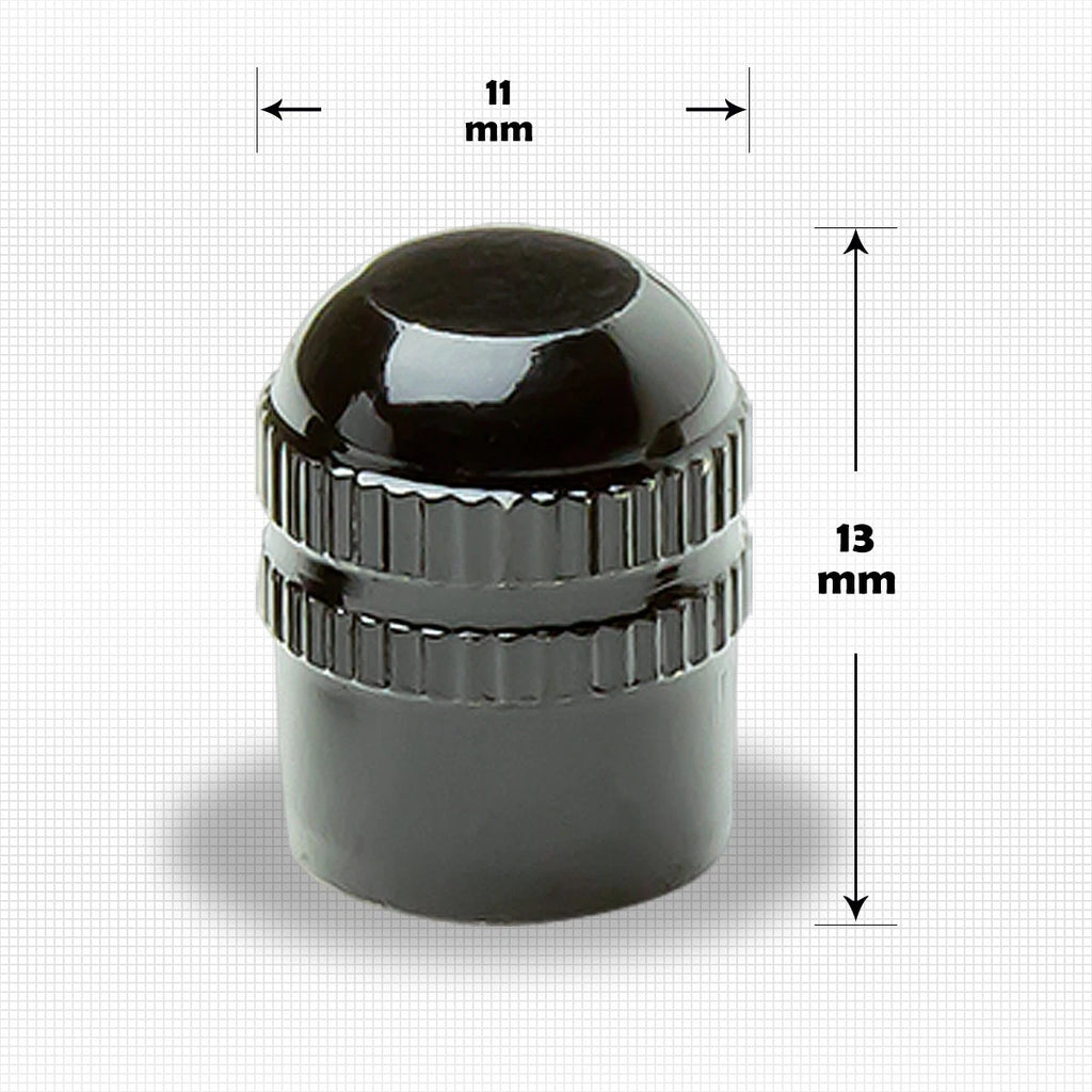 Set of 4 Black Aluminum Tire Stem Caps for Universal Vehicles