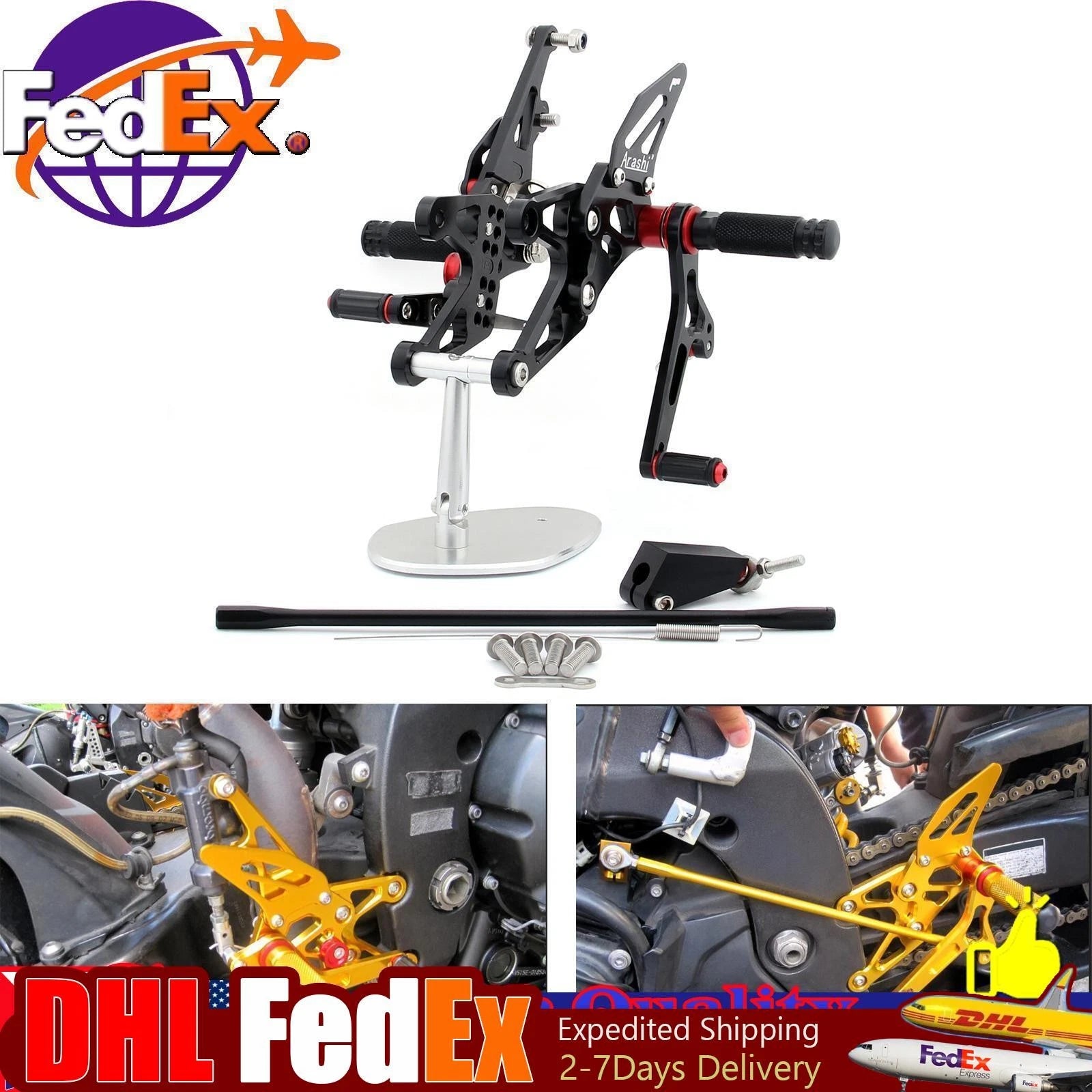 Rearset Rear Set for Yamaha YZF 1000 R1 (2007–2008) Black Kit