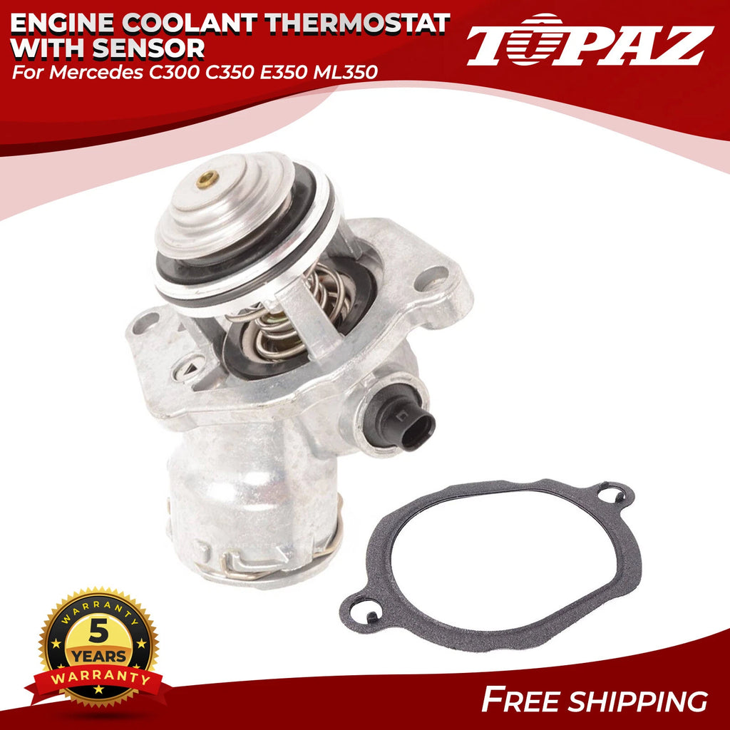 Engine Coolant Thermostat Assembly with Sensor for Mercedes C300 C350 (2008–2015)