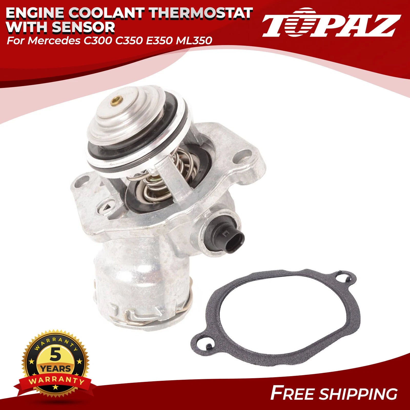 Engine Coolant Thermostat Assembly with Sensor for Mercedes C300 C350 (2008–2015)