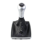 Shift Knob Gear for Precise Alignment Fit PU Leather Silver Finish