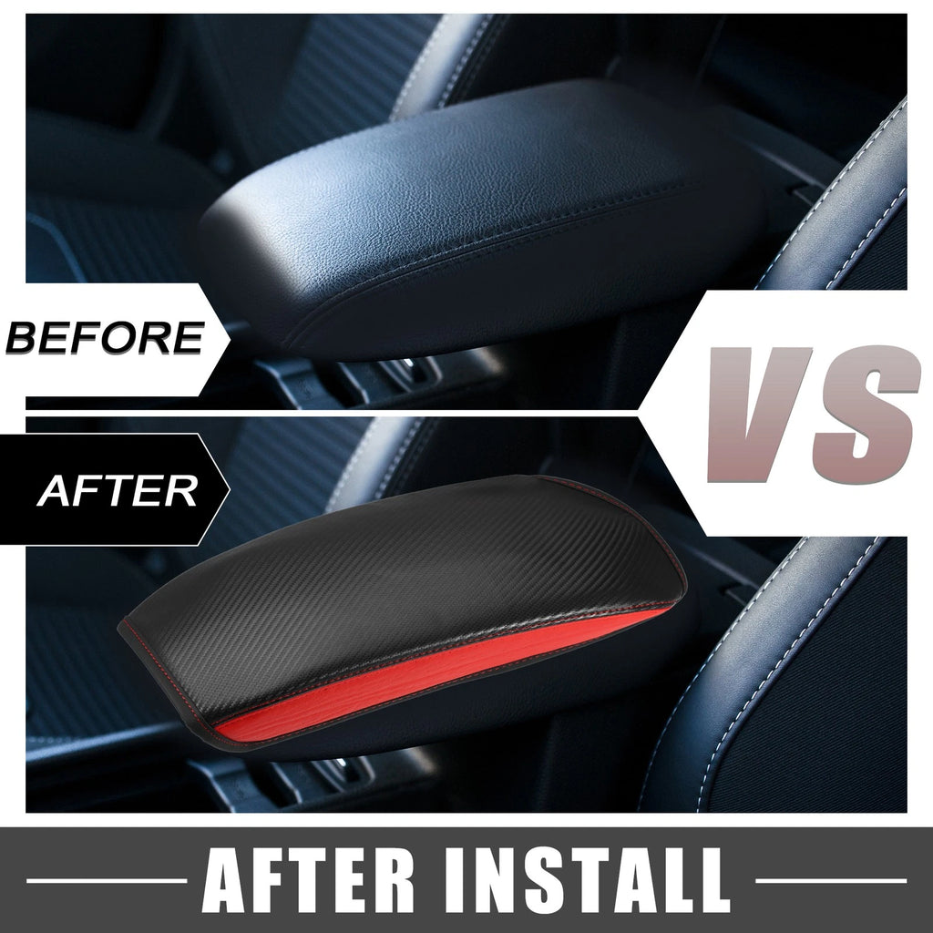 Center Console Cover Pad for Mitsubishi Outlander (2014–2023) Faux Leather Black Red