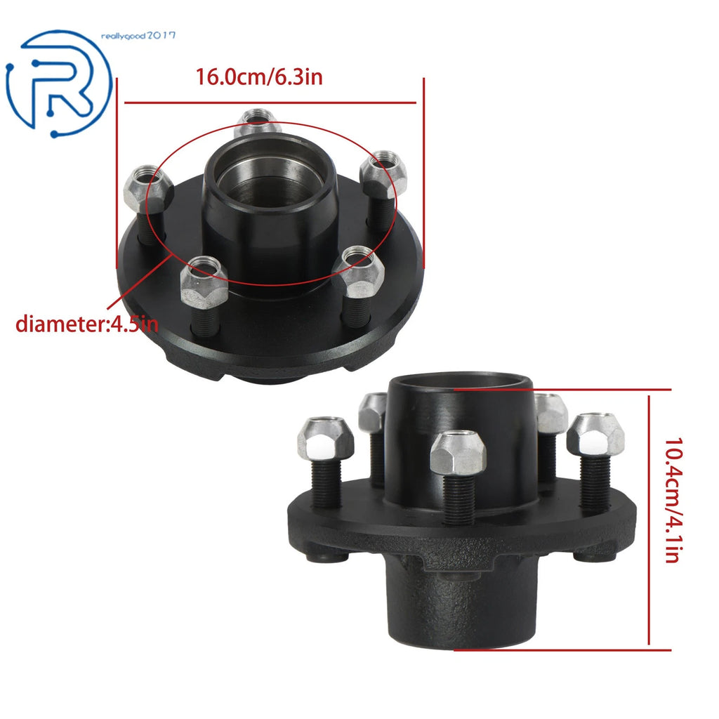 Set of 2 Idler Hub Kits for Trailer 2000 lbs Axle 5 Lug 5 on 4.5" Bolt Circle