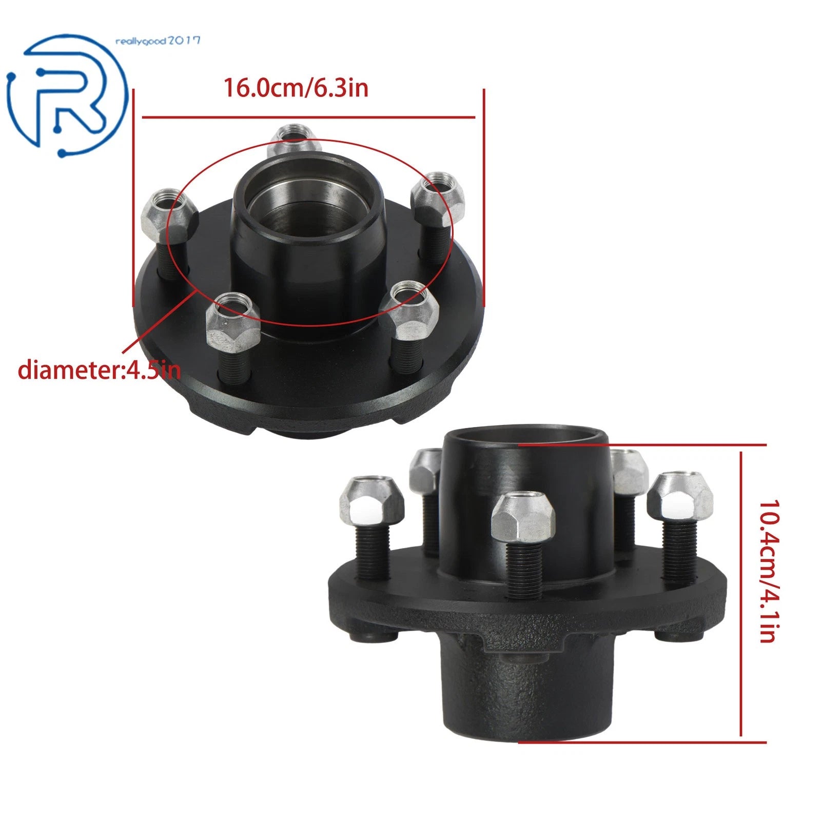 Set of 2 Idler Hub Kits for Trailer 2000 lbs Axle 5 Lug 5 on 4.5" Bolt Circle