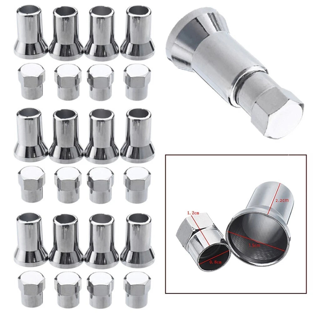Set of 12 TR413 Chrome Tire Valve Stem Caps for Universal Fit