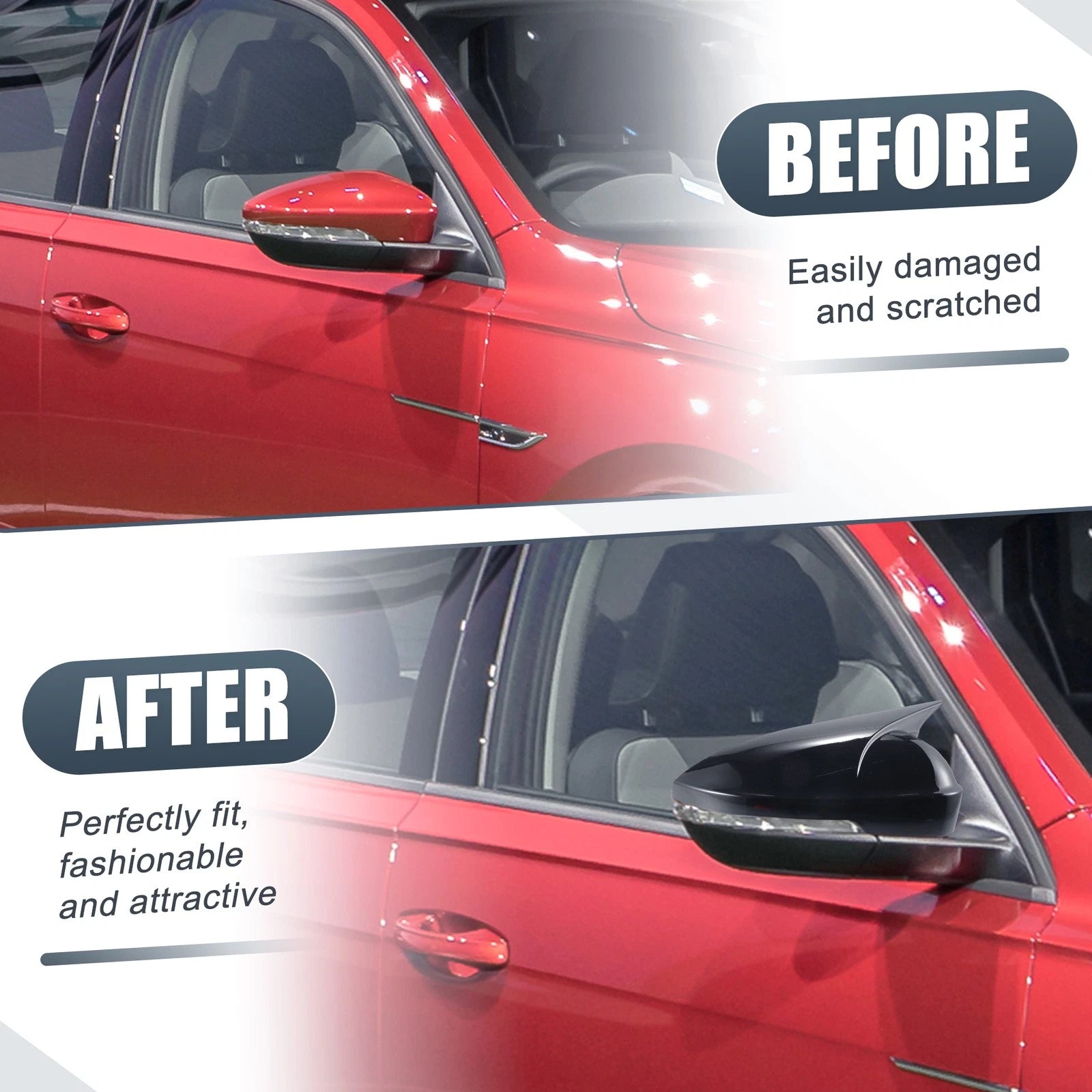 1 Pair Rearview Mirror Cover Overlay Gloss Black for Volkswagen Passat (2019–2023)