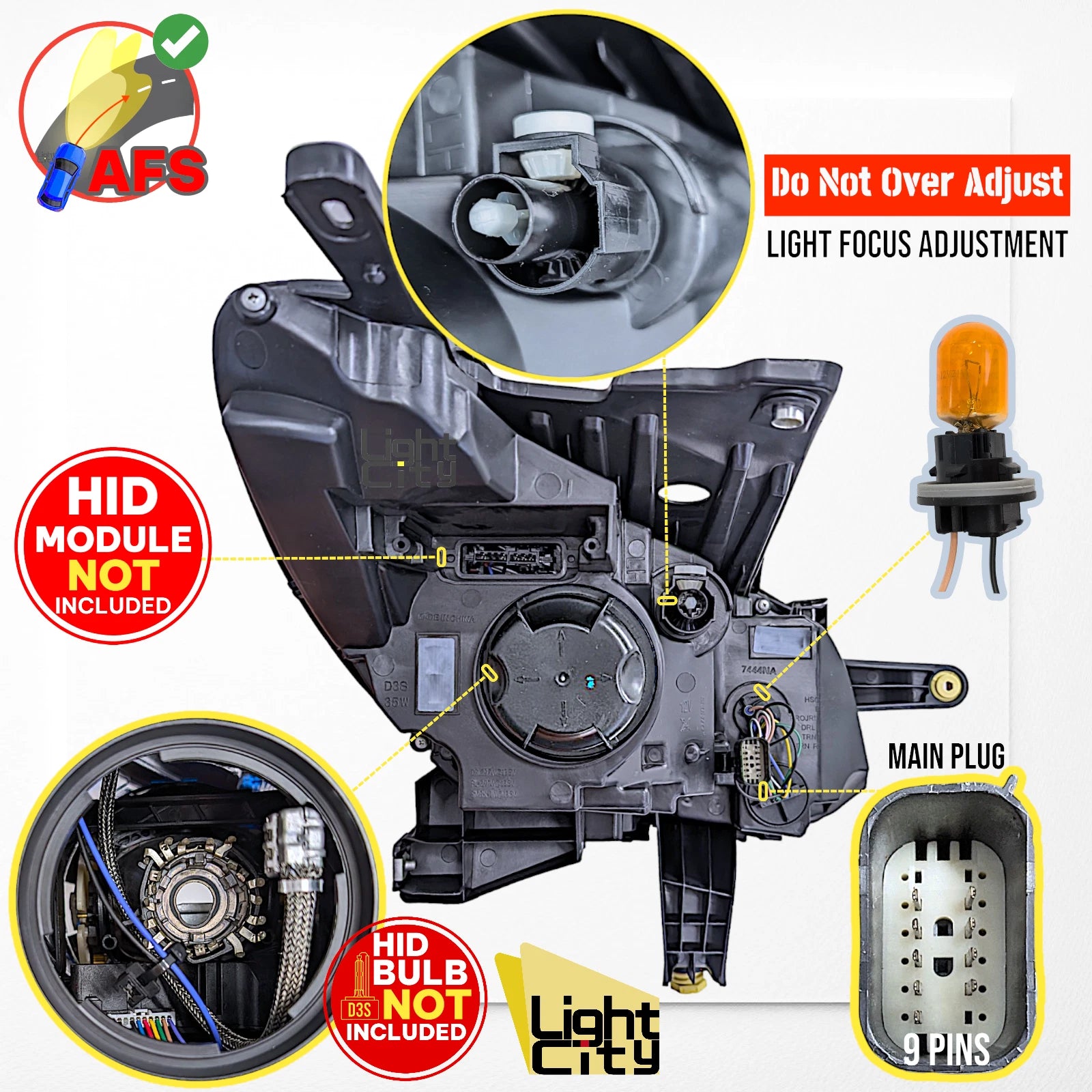 HID Headlight for Buick Enclave (2013–2017) AFS Driver LED DRL LH