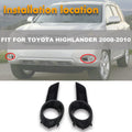 2 x Pair Front Fog Lights Covers Bezels Black for Toyota Highlander (2008–2010)