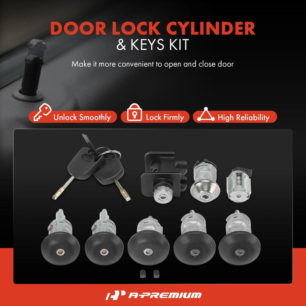 8x Door Lock Cylinder Set with 2 Keys for Ford Transit Connect (2002-2023)