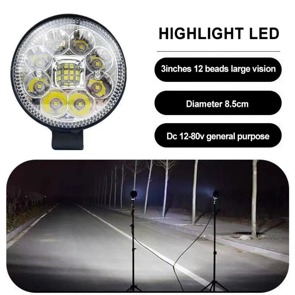 3 Inch Round LED Spot Light for Truck Car (12V–80V)
