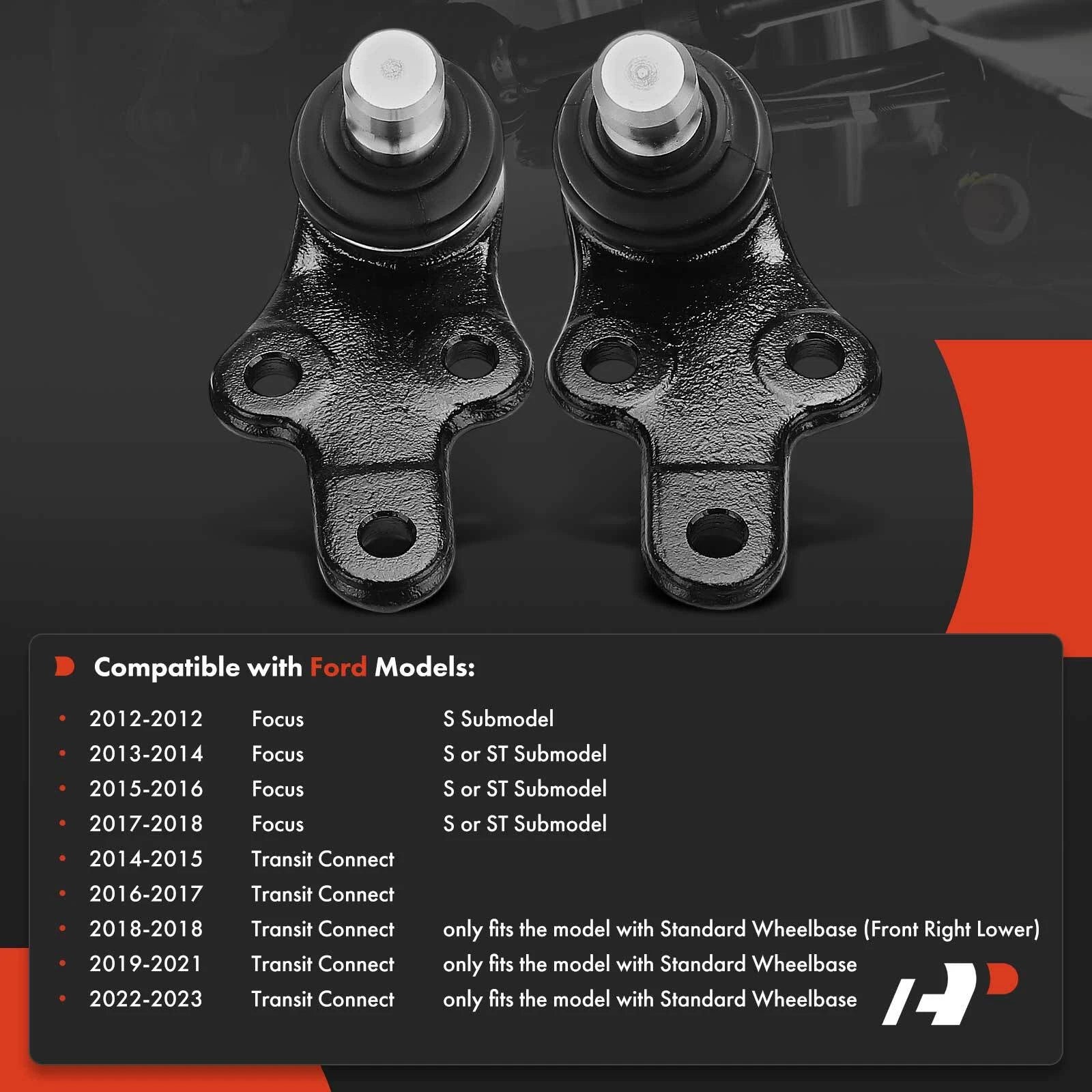 2X Front Lower Ball Joints for Ford Focus (2012-2018) Transit Connect