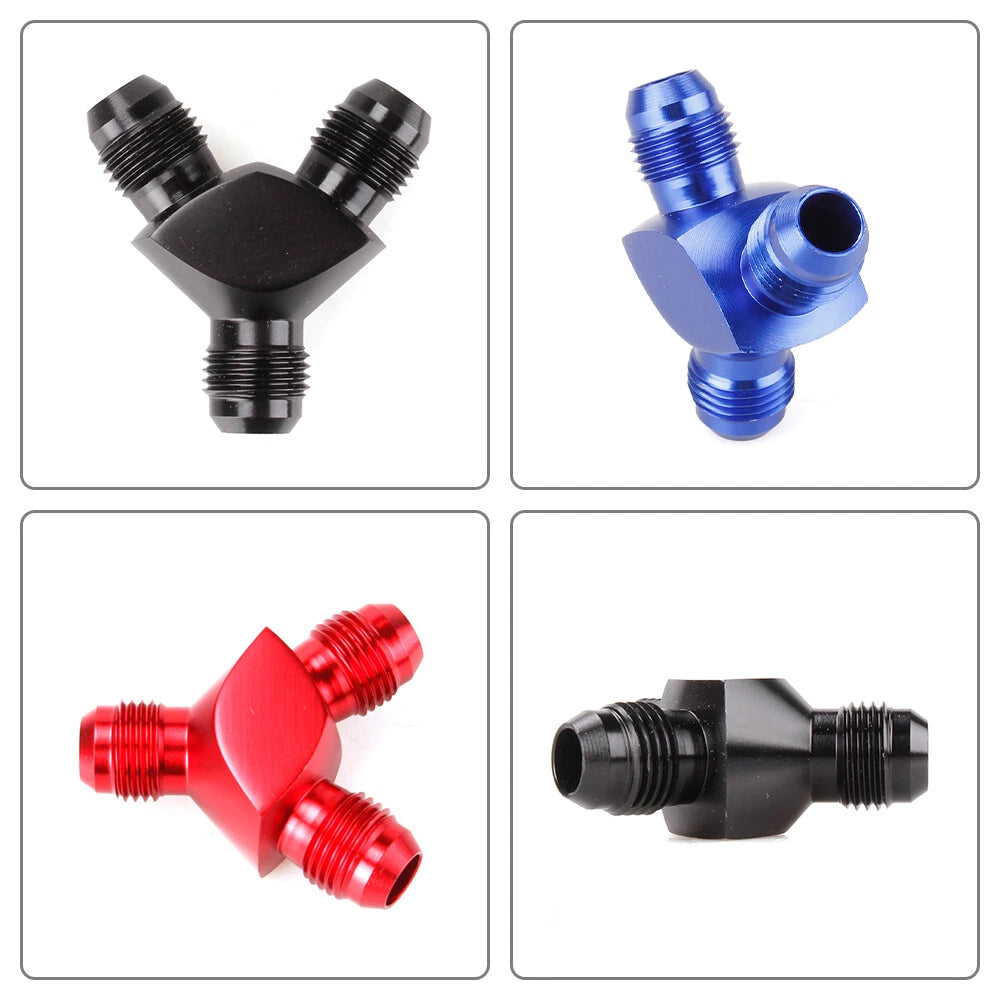 6AN Y Fuel Block Fitting Junction Coupler Adapter for AN6 (6/6/6) - Black