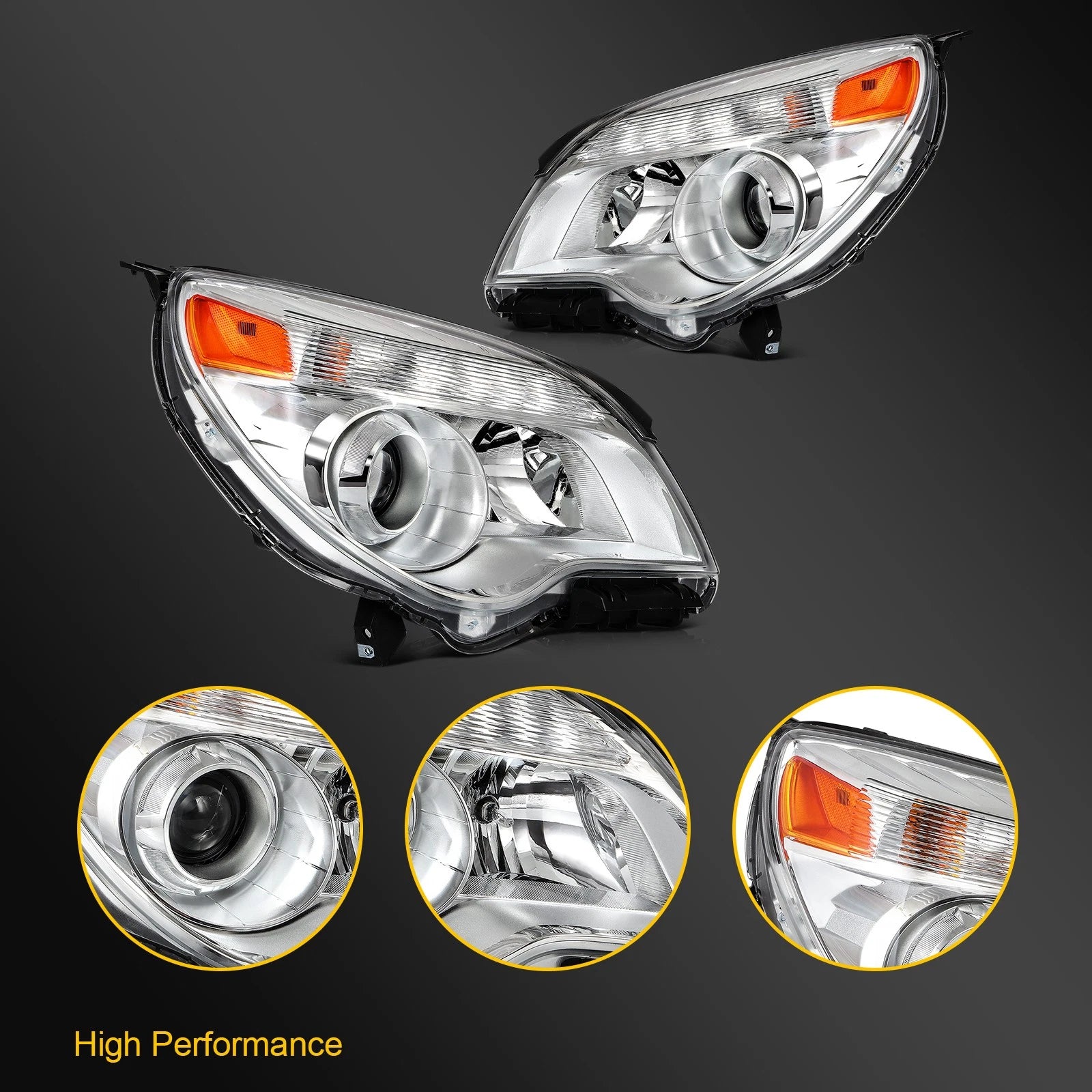 Headlight Assembly for Chevy Equinox (2010–2015) with Projector Left + Right