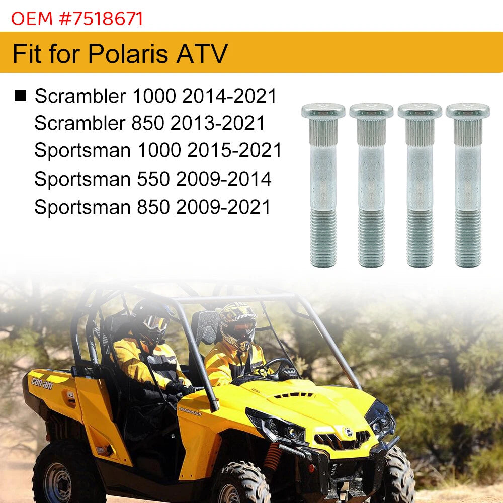Set of 4 Wheel Studs for Polaris Scrambler XP 1000, 850 (2014–2023)