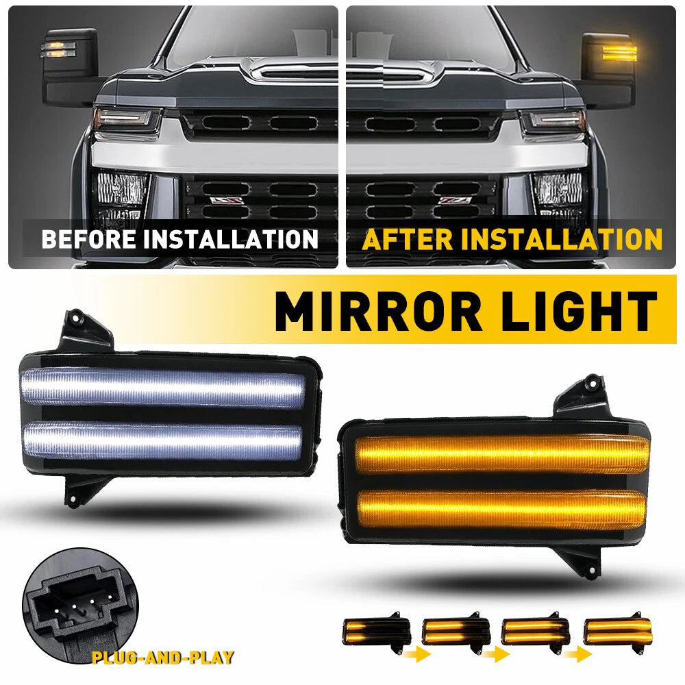 Sequential Smoke LED Tow Mirror Marker Light for Chevy Silverado 2014–2019