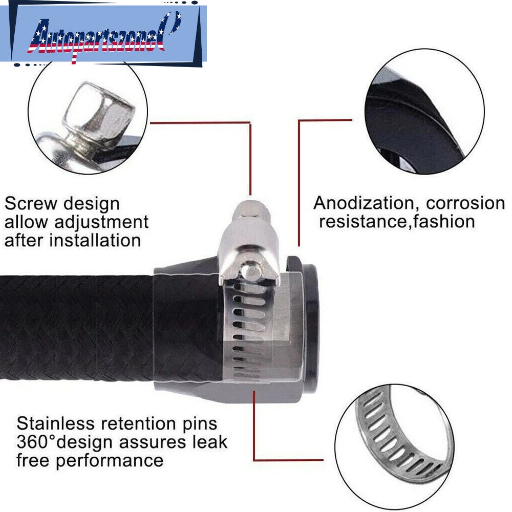 2Pcs Hex Hose Finisher Clamp for Universal 4 6 8 10 12AN