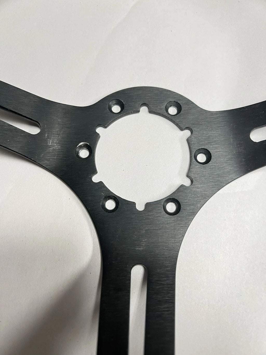 Steering Wheel 14 Inch Black Leather Slotted 6 Hole for Universal Use (—)