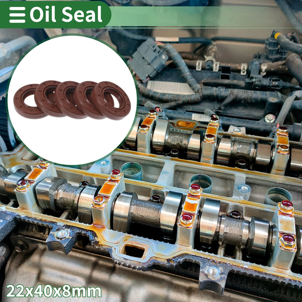 Set of 5 Oil Seal Rotary Shaft Seal FKM Rubber 22x40x8mm