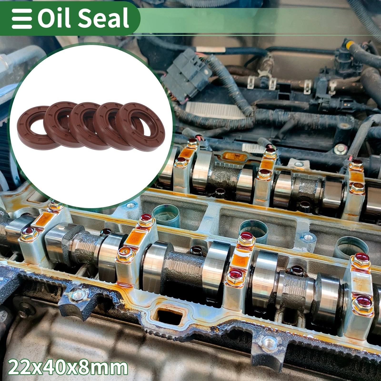 Set of 5 Oil Seal Rotary Shaft Seal FKM Rubber 22x40x8mm