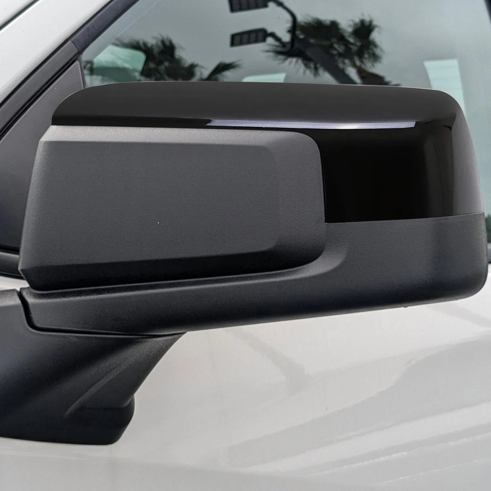 Pair Gloss Black Mirror Cap Covers for Chevy Silverado GMC Sierra 1500 (2019-2023)