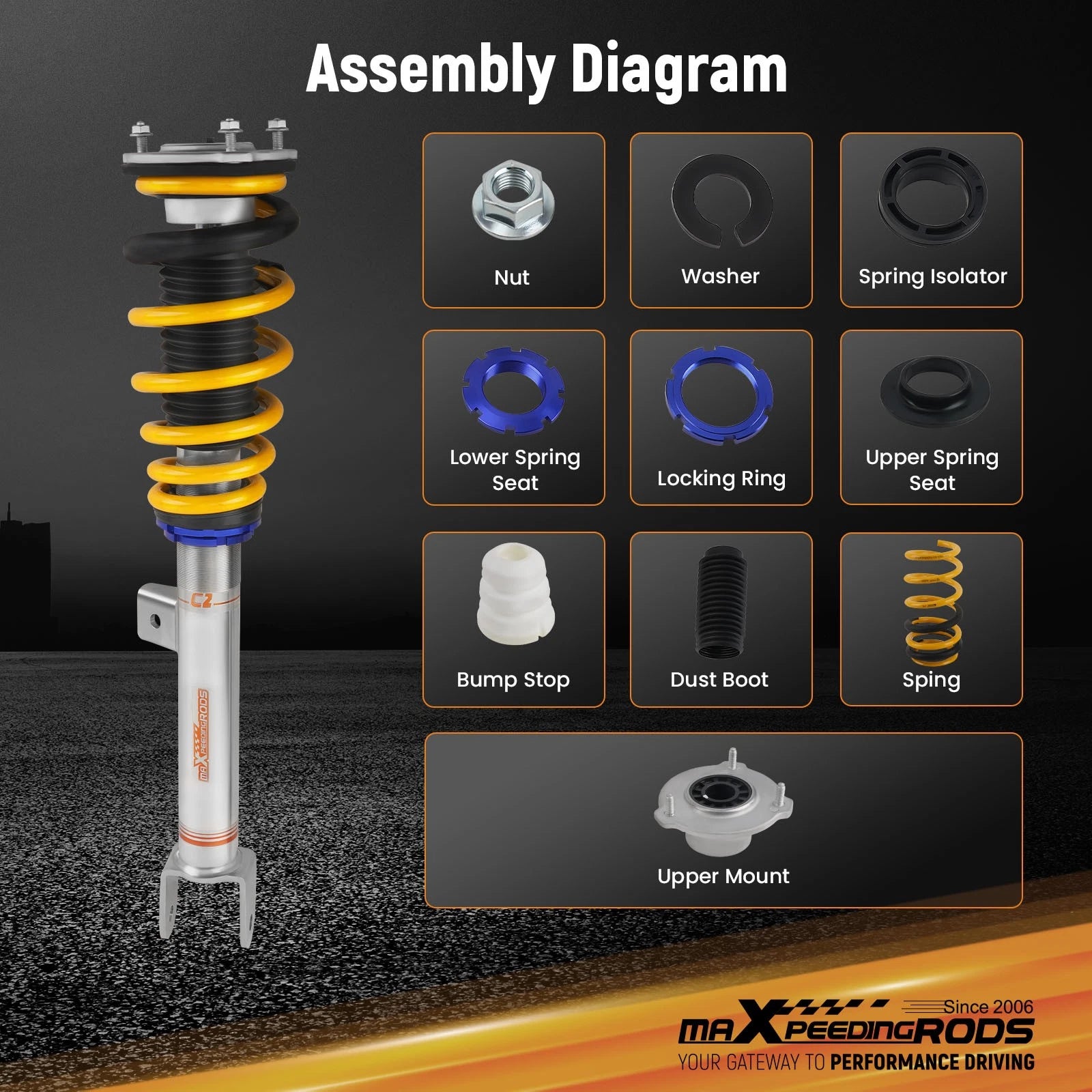 C2 Coilovers with Eibach Springs for Tesla Model 3 (2017-2023) RWD