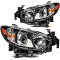 Set of 2 Black Housing Headlights for Mazda 6 (2014–2017)