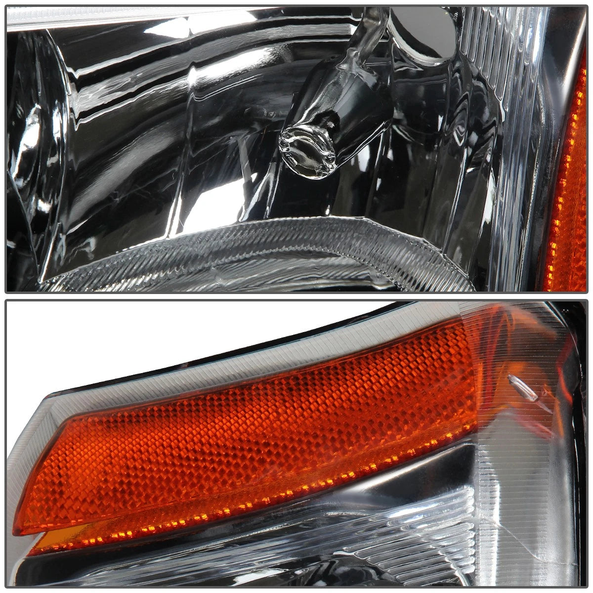 Chrome/Amber Signal Upper Headlight Lamps for Chevy Silverado (2003–2006)