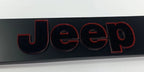 License Plate Frame Black w Red Outline Letters for Jeep Wrangler (2007–2024)